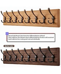 Yigii Wooden Wall Coat Rack with 8 Hooks for Coats, Jackets, Hats
