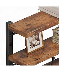 Yigii 28.7" Wall Mounted Coat Rack with 6 Hooks & 2 Shelves, Rustic Brown