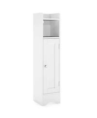 Costway Bathroom Storage Cabinet with Door Toilet Paper Holder Stand for Small Spaces