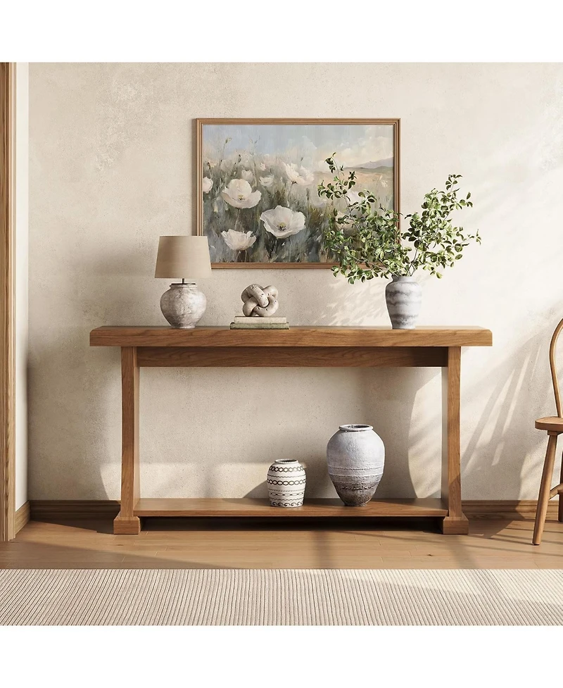 Tribesigns 63” Console Table for Entryway, 2-Tier Entryway Table Behind Sofa Couch with Storage Shelves, Narrow Wooden Entry Tables