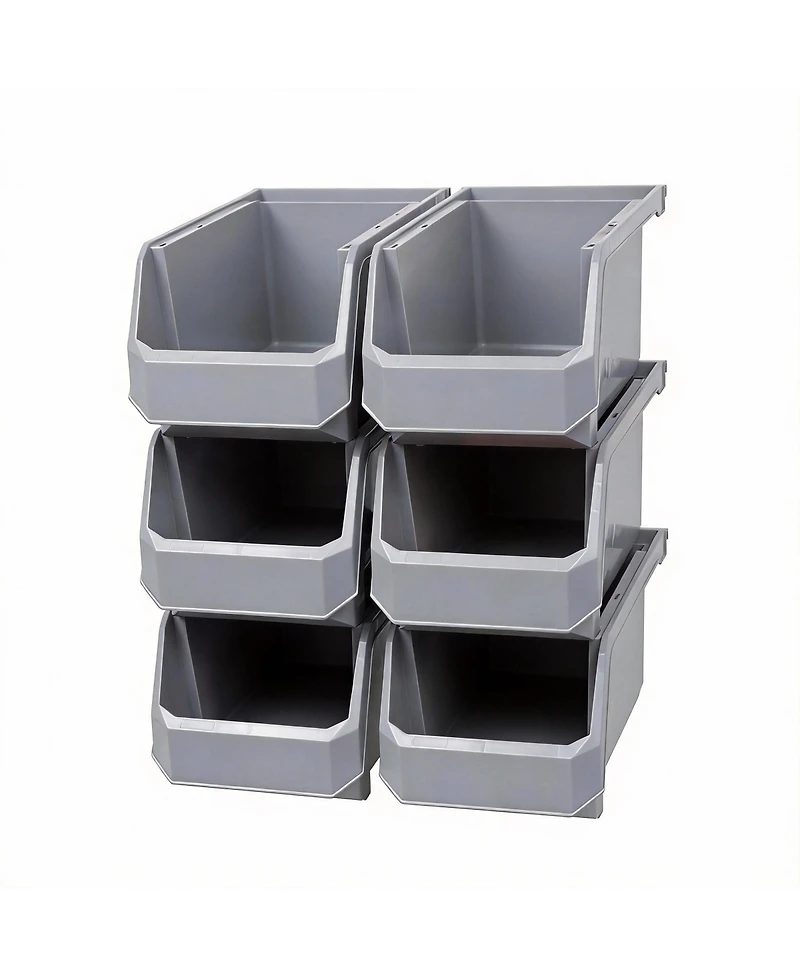 Yigii Large Stackable Storage Bins for Organizing Cabinets, Pantry, Closet, Garage, and Office 6-Pack
