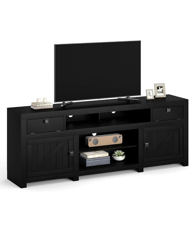 gaomon Farmhouse Tv Stand for 75/80 Inch TVs, 70" Long Entertainment Center with 4 Storage Drawers & 3 Open Shelf