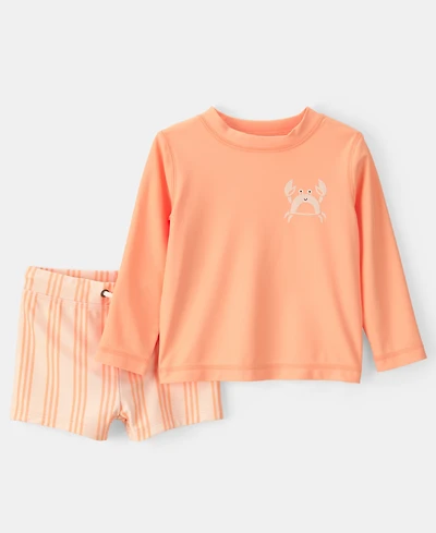 Carter's Baby Boys' Long-Sleeve Rashguard Swimsuit, 2-Piece Set