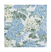 Ellis Hydrangea Classic Pattern Printed 1.5" Rod Pocket Window Tailored Pair with Ties 68"x54" Blue