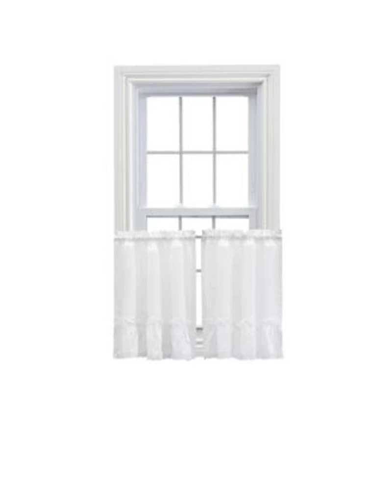 Ellis Curtain Madelyn Ruflled Victorian 1.5 X22 Rod Pocket Window Curtain Tiers 82 X22x30 X22 White