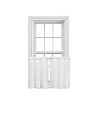 Ellis Curtain Madelyn Ruflled Victorian 1.5 X22 Rod Pocket Window Curtain Tiers 82 X22x30 X22 White