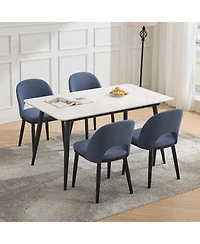 gaomon Set of 2 Modern Fabric Upholstered Dining Chairs, Curved Back Kitchen Side Seating with Solid Wood Legs