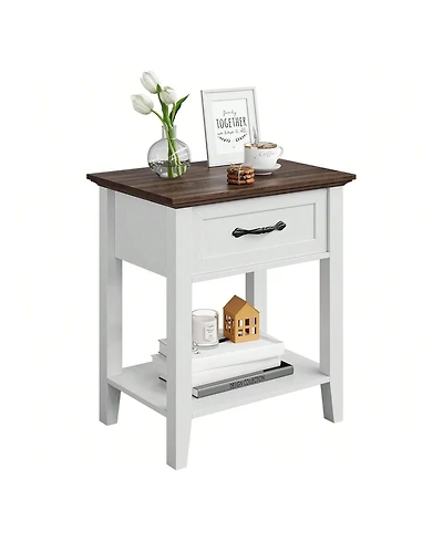 gaomon 2-Tier Drawer Nightstand End Table, Storage Shelves Side Table for Living Room Study Room Bedroom