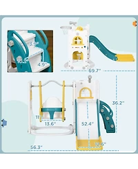 Hongge 6 in 1 Indoor Toddler Slide and Swing Playset