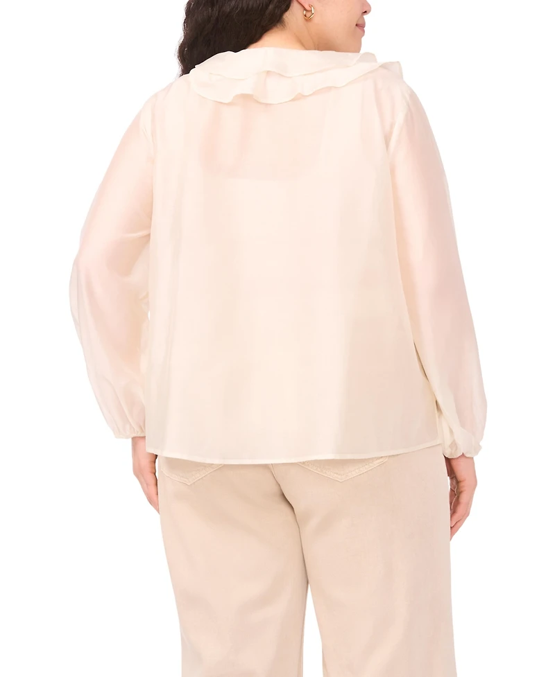 Vince Camuto Plus Ruffle Front Long-Sleeve Blouse