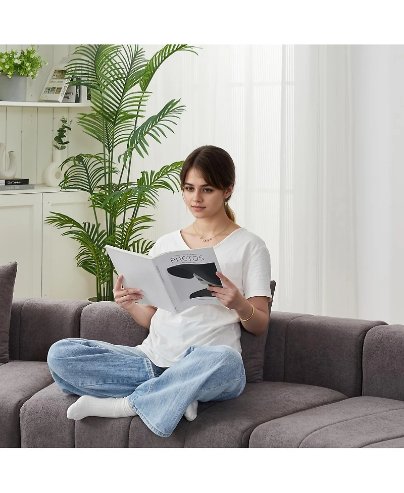 Streamdale Furniture Chenille Sectional Sofa with 2 Pillows, Symmetrical Modular for Living Room/Office