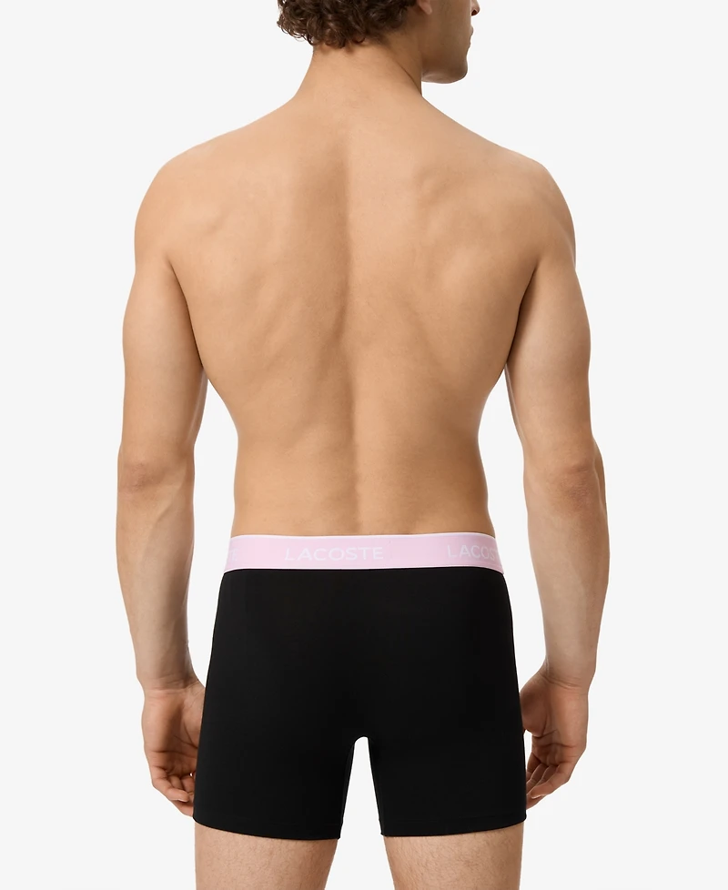 Lacoste Men's 3-Pack Regular Fit Logo Waistband Boxer Briefs