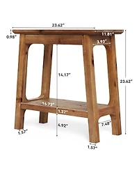 Tribesigns Solid Wood End Tables, Narrow 2-Tier Side Table for Small Spaces, Farmhouse Bedside Table Nightstands with Storage