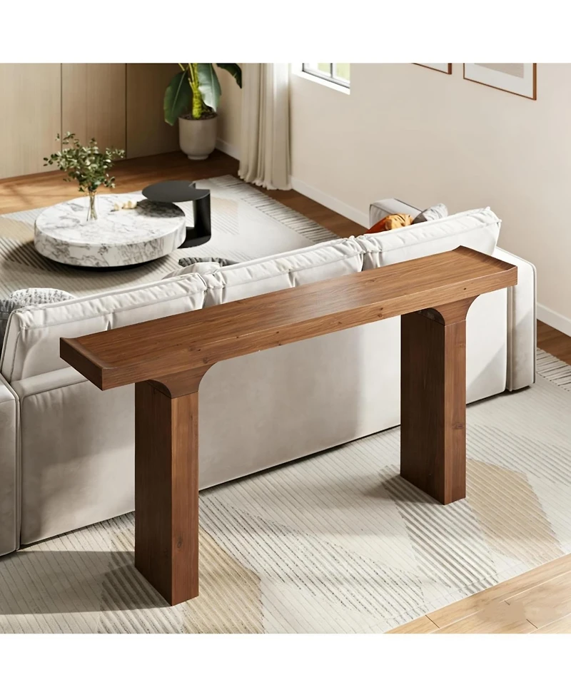 Tribesigns Solid Wood Console Table, 59" Long Rectangular Sofa Table Behind The Couch, Farmhouse Entryway Table