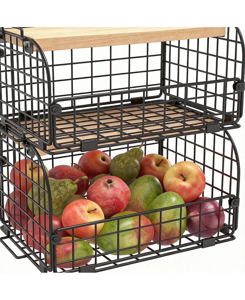 Yigii 2 Set Wire Basket with Openable Top for Kitchen Pantry Storage
