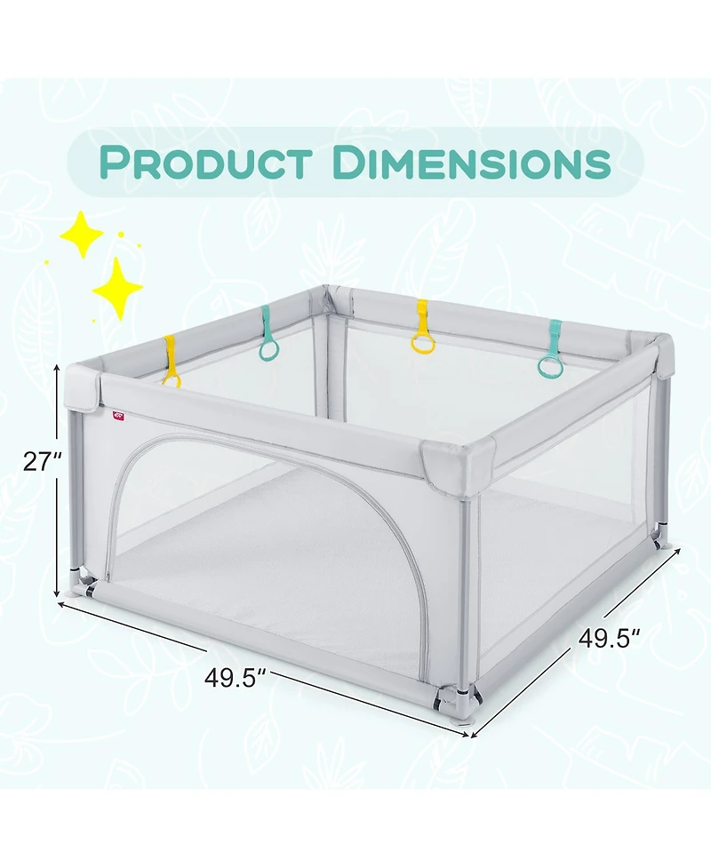 Costway Baby Playpen Infant Large Safety Play Center Yard with 50 Ocean Balls Light