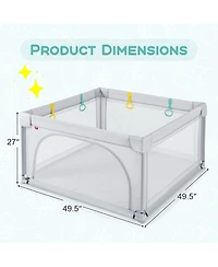 Costway Baby Playpen Infant Large Safety Play Center Yard with 50 Ocean Balls Light