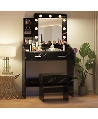 Gaomon Lighted Mirror Dressing Table, Sophisticated Makeup Vanity Desk for Bedrooms