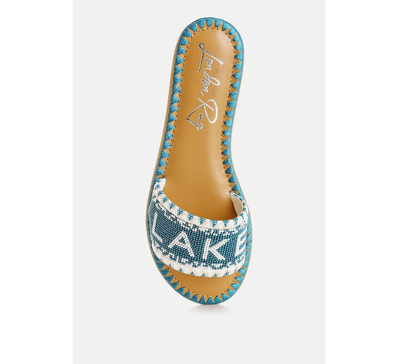 London Rag Beaded Lake Como Flat Slip Ons Women