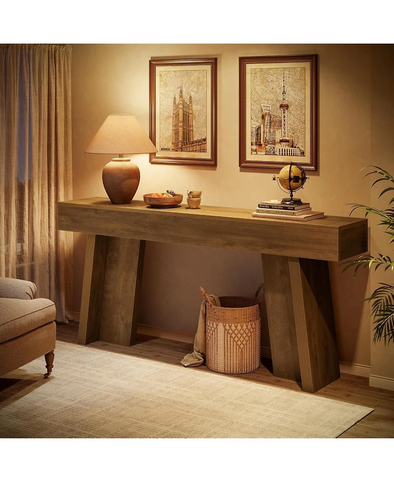 Tribesigns 70.9-Inch Long Console Table, Farmhouse Narrow Entryway Table Behind the Couch