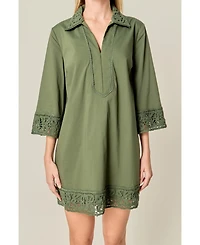 English Factory Women's Crochet Accent Mini Dress