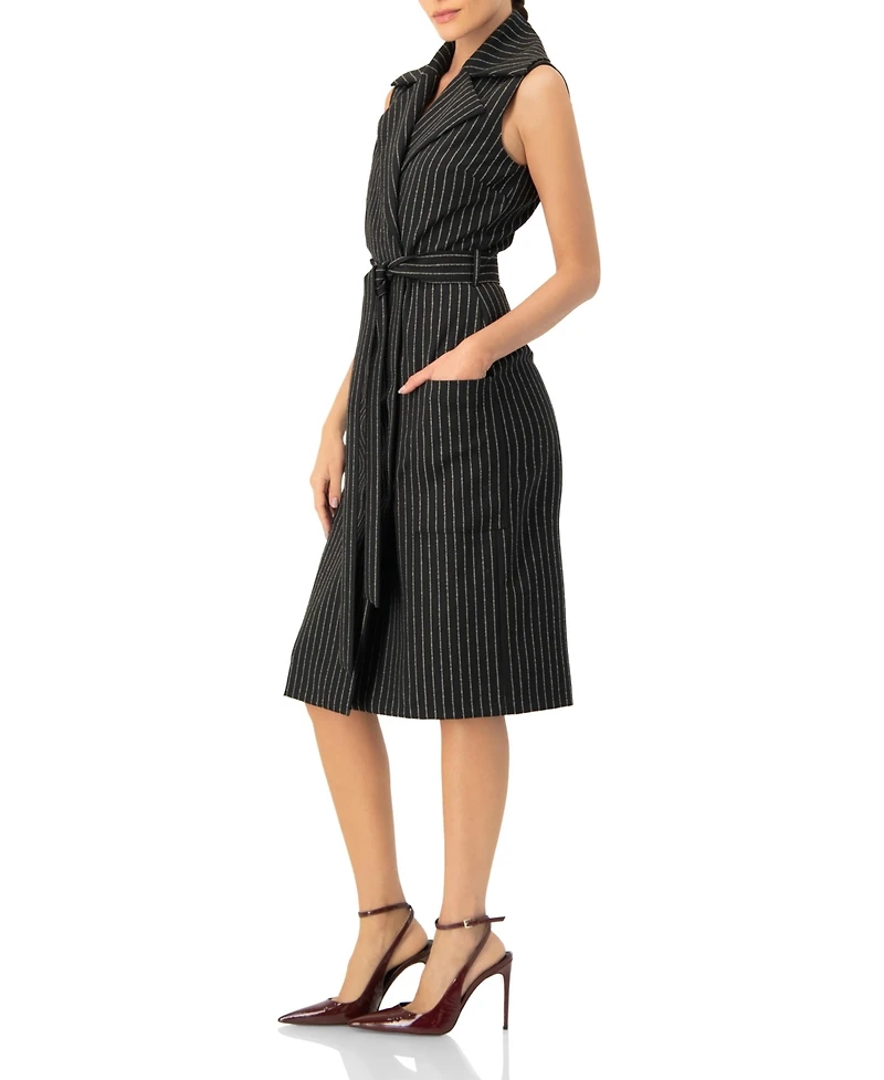 Ivonne Women's Double-Breasted Striped Midi Dress
