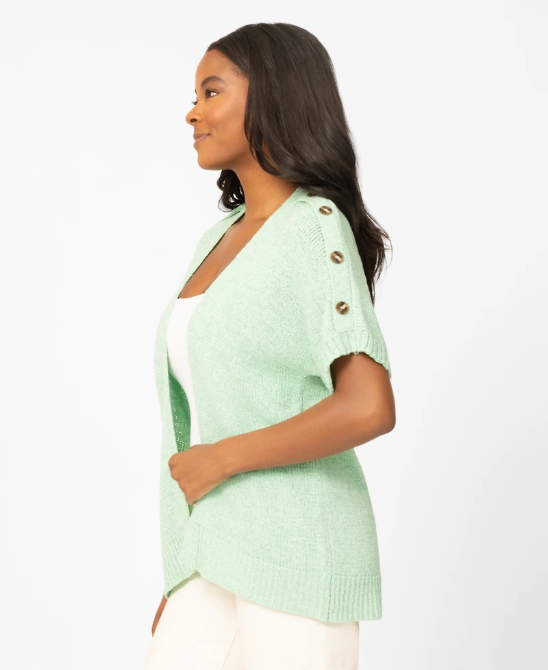 Melissa Paige Petite Button Shoulder Flyaway Cardigan Sweater