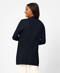 Melissa Paige Petite Pointelle Open-Front Long Cardigan