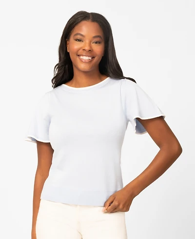 Melissa Paige Women's Boat-Neck Flutter-Sleeve Sweater
