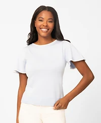 Melissa Paige Women's Boat-Neck Flutter-Sleeve Sweater