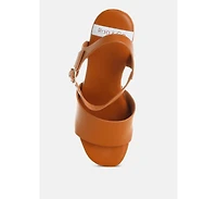 Sawor Recycled Leather High Block Sandals Women