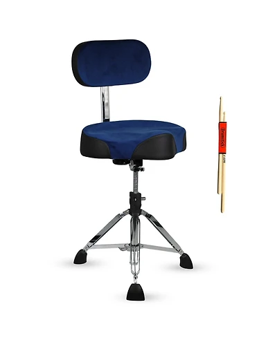 5 Core Drum Throne w Backrest 4" Padded Adjustable 26.5" Drummer Stool Velvet Top 441Lb Capacity
