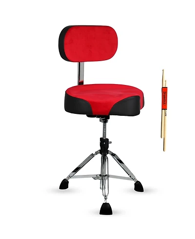 5 Core Drum Throne w Backrest 4" Padded Adjustable 26.5" Drummer Stool w Velvet Top 441Lb Capacity