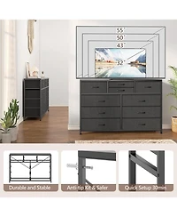 gaomon 10 Drawers Fabric Dressers for Bedroom, Modern Chest of Drawers, 45" Wide Tv Stand