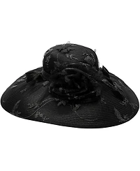 Butterfly Sheer Overlay Widebrim Hat