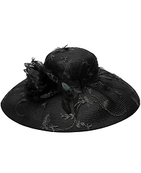 Butterfly Sheer Overlay Widebrim Hat