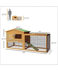 Aostirmotor Secure Outdoor Cat Hutch - Ventilated Wooden Shelter with Wheels