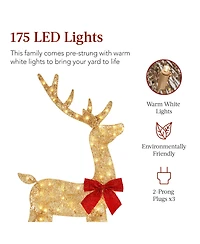Best Choice Products 4ft 3-Piece Lighted 2D Christmas Deer Set Outdoor Yard Decoration w/ 175 Led Lights, Stakes
