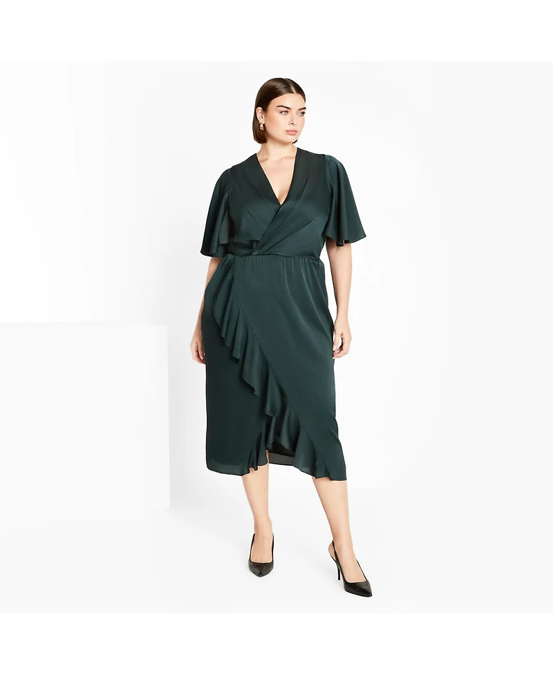 City Chic Women's Plus Soft Ruffle Dress