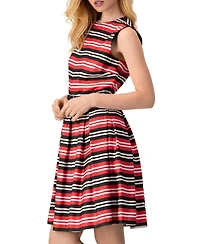 Ivonne Women's Sleeveless Striped Fit & Flare Dress