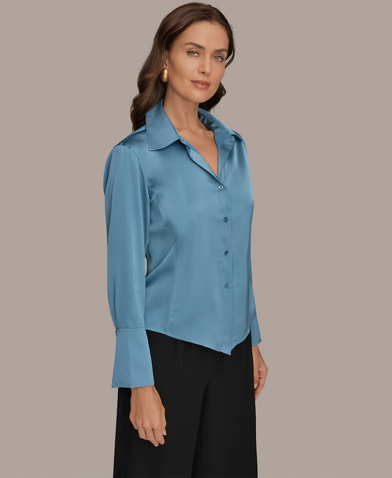 Donna Karan New York Women's Collared Long-Sleeve Blouse