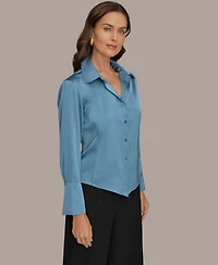 Donna Karan New York Women's Collared Long-Sleeve Blouse