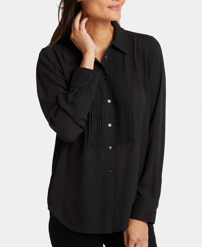 Nydj Women's Tuxedo Long Sleeve Collared Top
