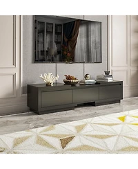 Tv stand with three drawers and two cabinet doors, media console with metal feet, wooden entertainment center