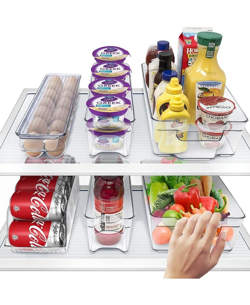 Sorbus 8-Piece Clear Open Bin Containers Set - Organize Fridge & Pantry Essentials