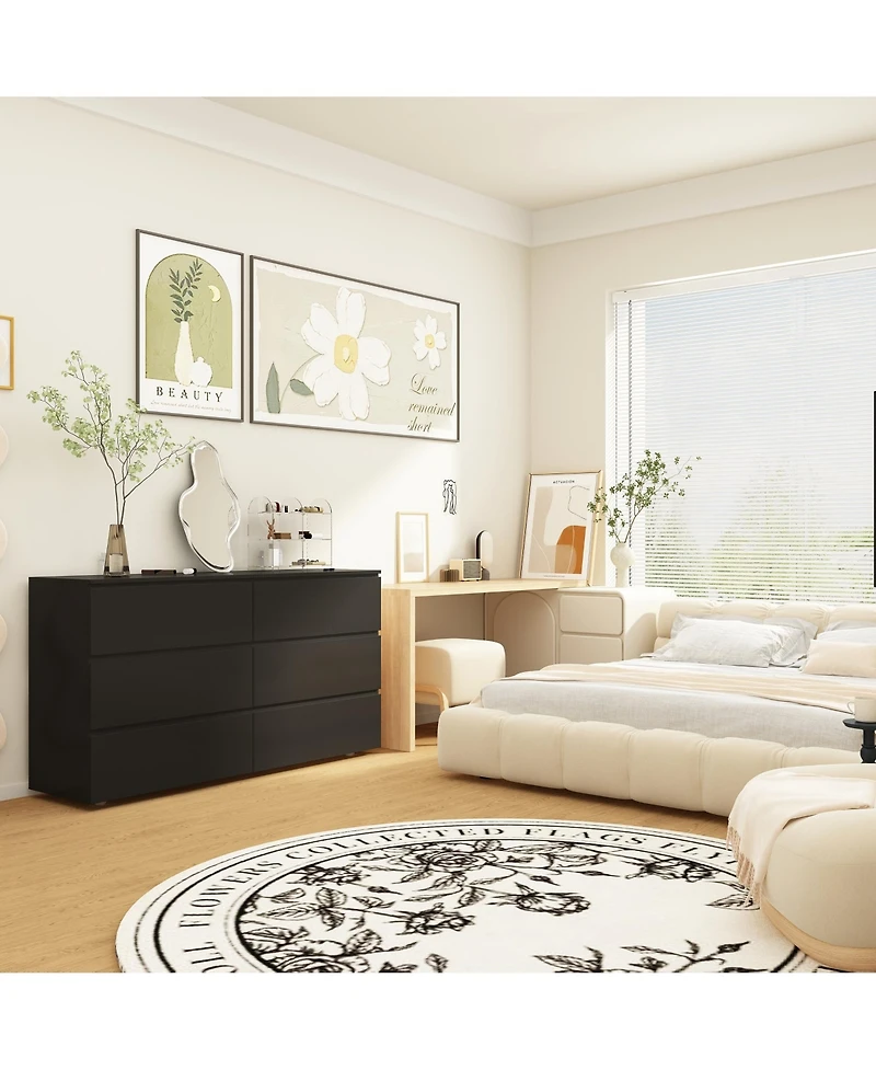 Homsee Black and White Wooden Accent Storage Cabinet with 9-Drawers