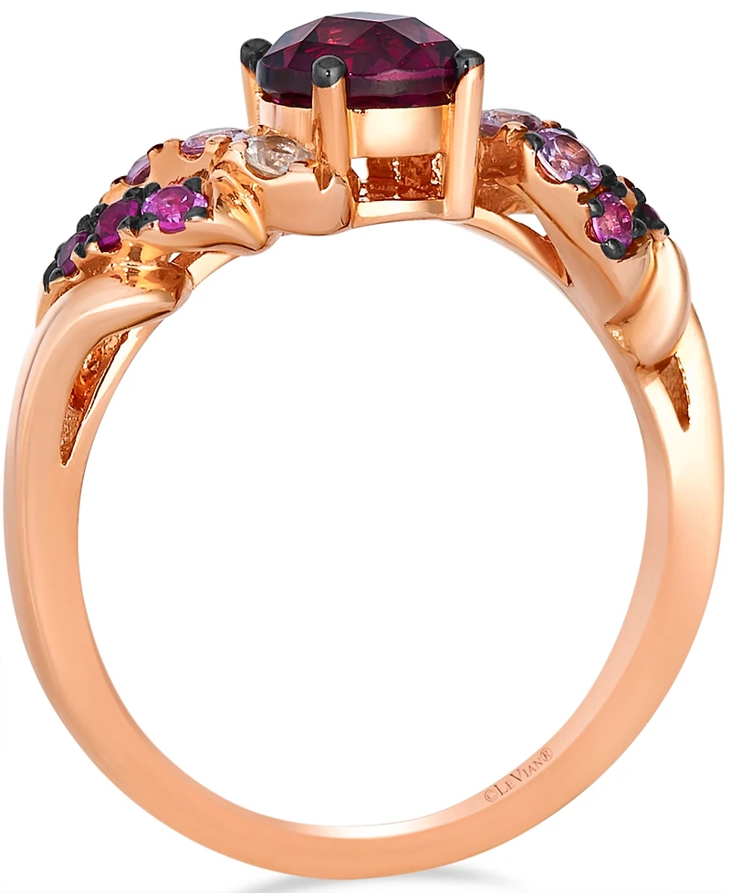 Le Vian Rhodolite (1.10 ct. t.w.), Pink Sapphire (0.36 ct. t.w.) and White Sapphire (0.08 ct. t.w.) Ombre Ring in 14k Strawberry Gold