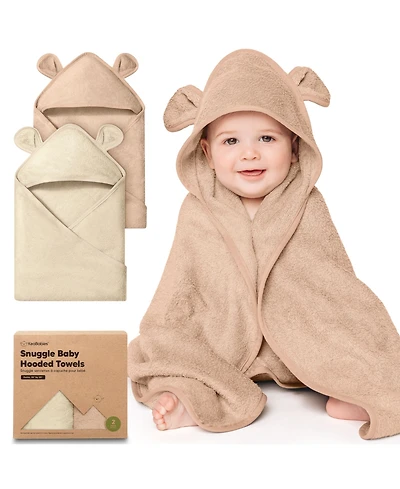 KeaBabies 2pk Snuggle Baby Towels with Hood for Newborn Girls, Boys, Toddlers, Soft & Absorbent Hooded Bath