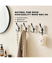 Yigii 4 Pack Rustic Iron Hooks, Heavy Duty, Adhesive & Drill Mount, Farmhouse Decor