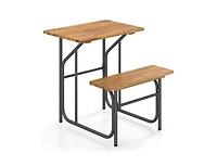 Slickblue Acacia Wood Patio Picnic Table with Attached Bench Seat